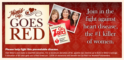 Mimi's Cafe Goes Red plus 25 gift card giveaway