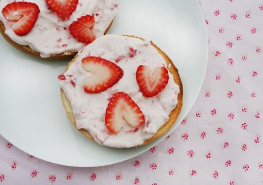 Image result for fruit bagel with strawberry cream cheese