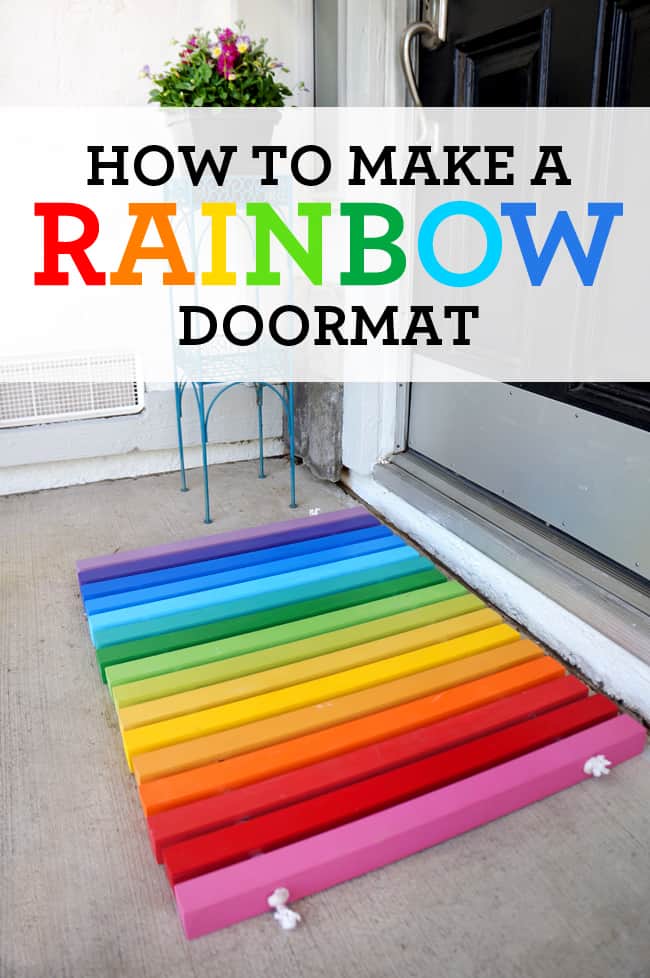 DIY Rainbow Doormat instructions - Sandytoesandpopsicles.com #DIY #rainbow #doormat