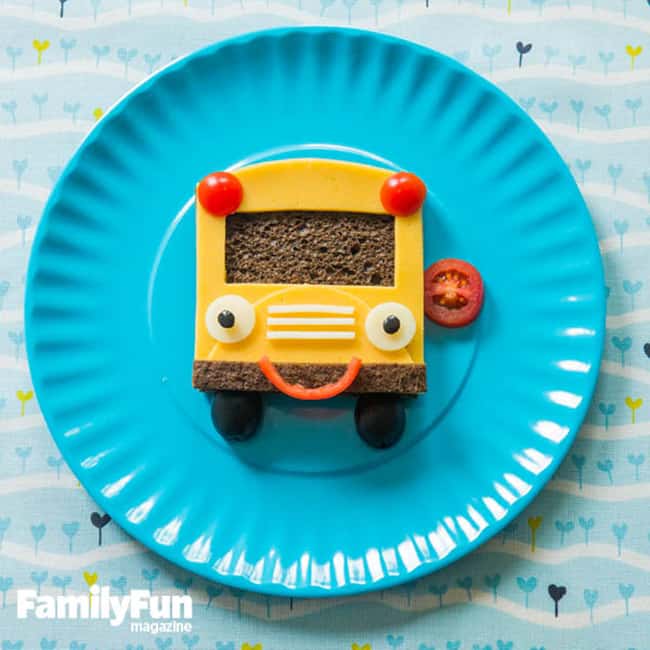 Fun After School Snack Ideas - Cheese Sandwich Bus