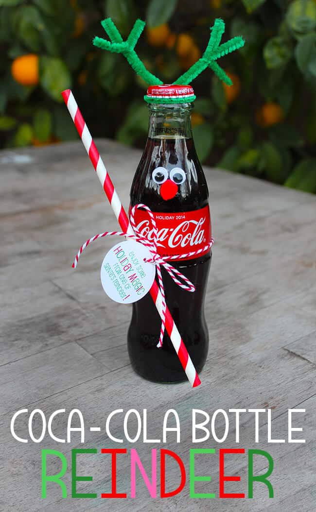 Coke Bottle Reindeer tutorial w free printable