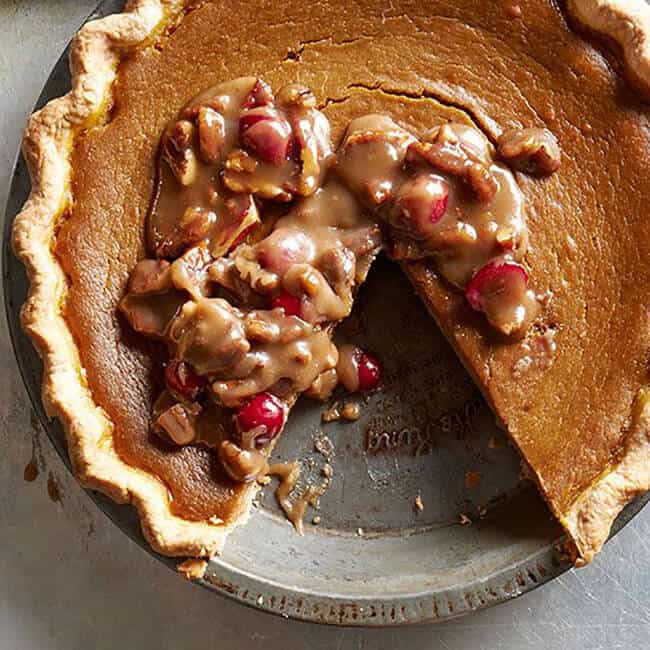 Pumpkin Pie with Praline Topping