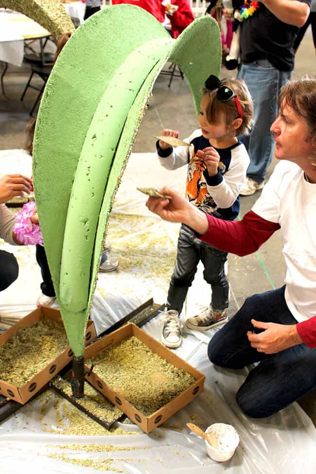 Decorating Dole Rose Parade Float