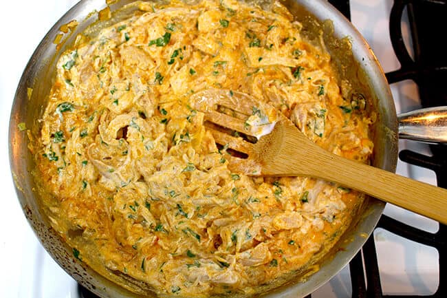 Enchilada filling on the stove cooking