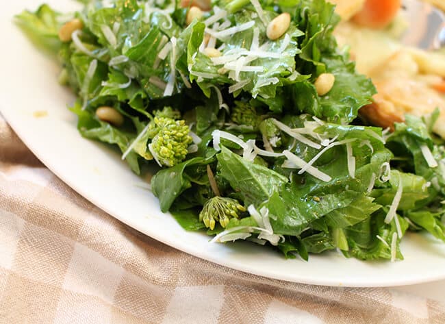 Healthy Rapini Parmesan Pine Nut Salad