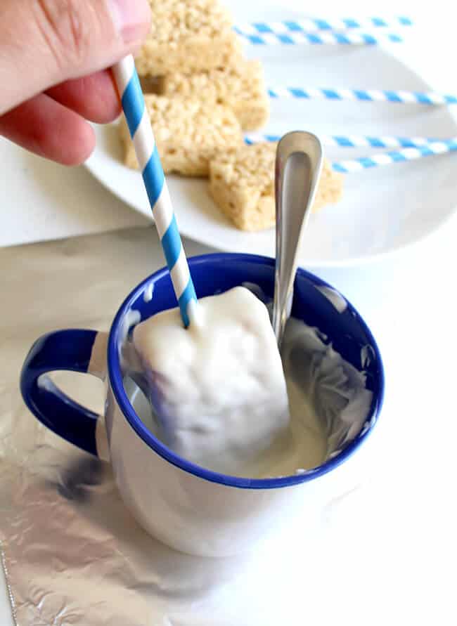 Chocolate Dipped Rice Krispie Treat recipe