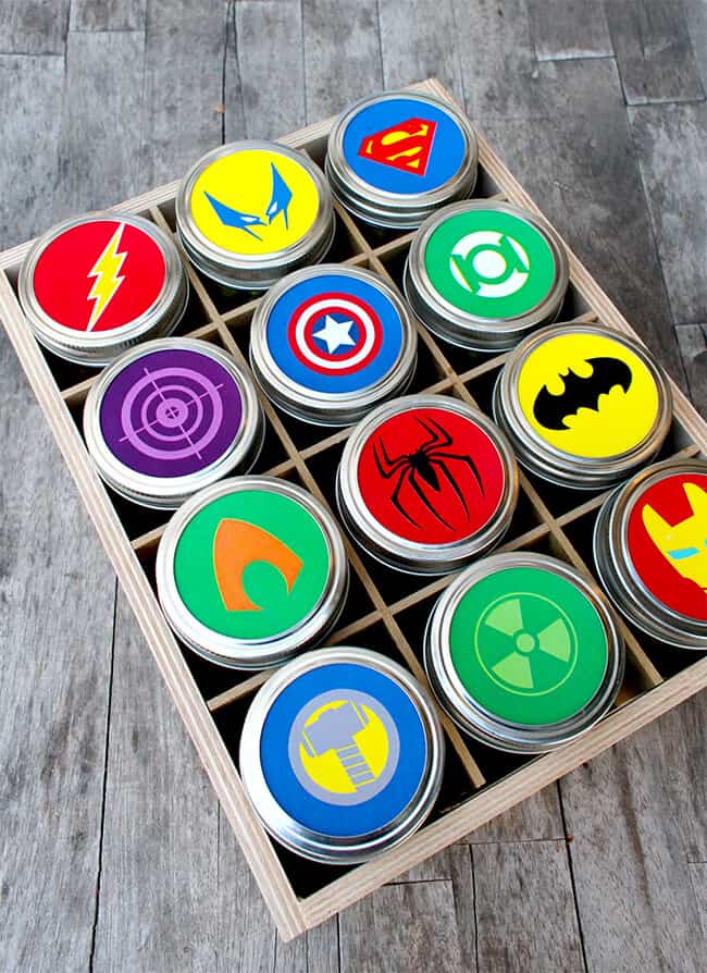 Free Printable Superhero Mason Jar Toppers