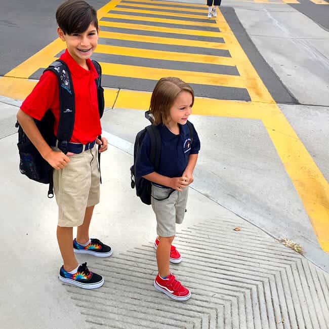 Kyle and Vann Walking to School