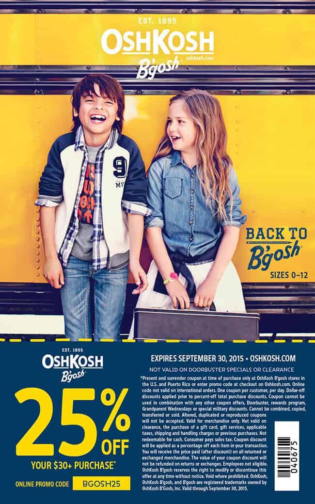 Oshkosh B'Gosh Clothing Coupon 2015