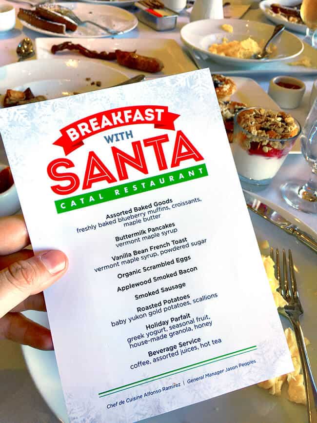 Breakfast with Santa Menu at Catal Restaurant