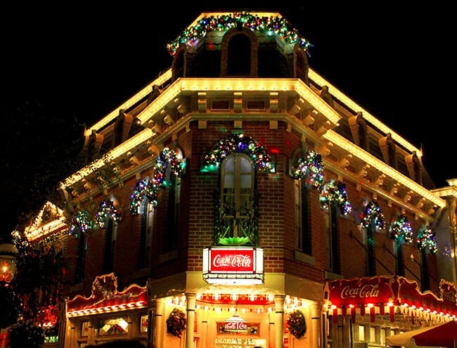 Disneyland Christmas Main Street at Night