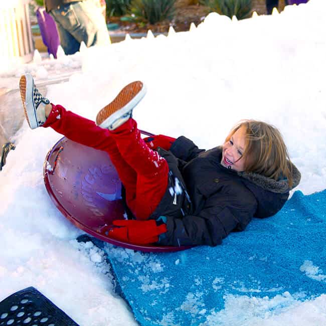 Snow Sledding at Discovery Science Center