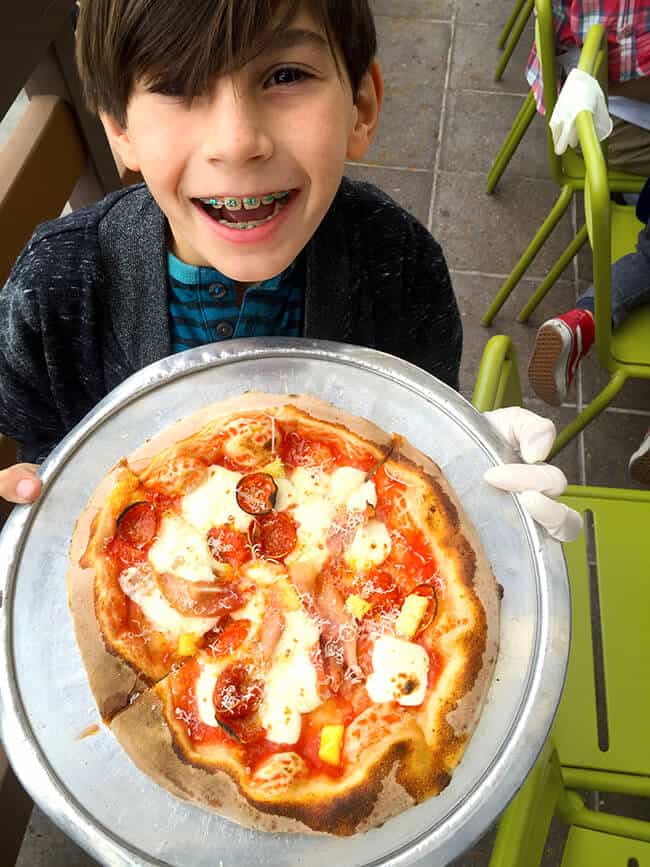 Kyle Parkin with a Pizza