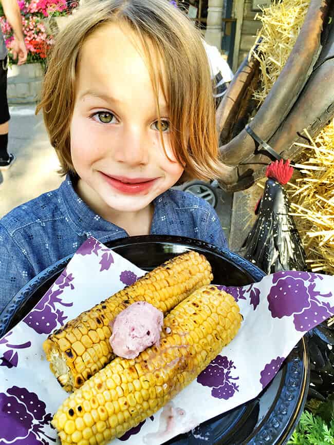 Barbecued Corn with Boysenberry Butter at Knott's