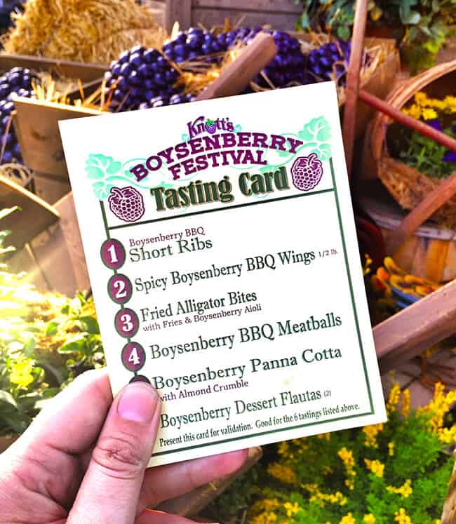 Boysenberry Festival Tasting Card