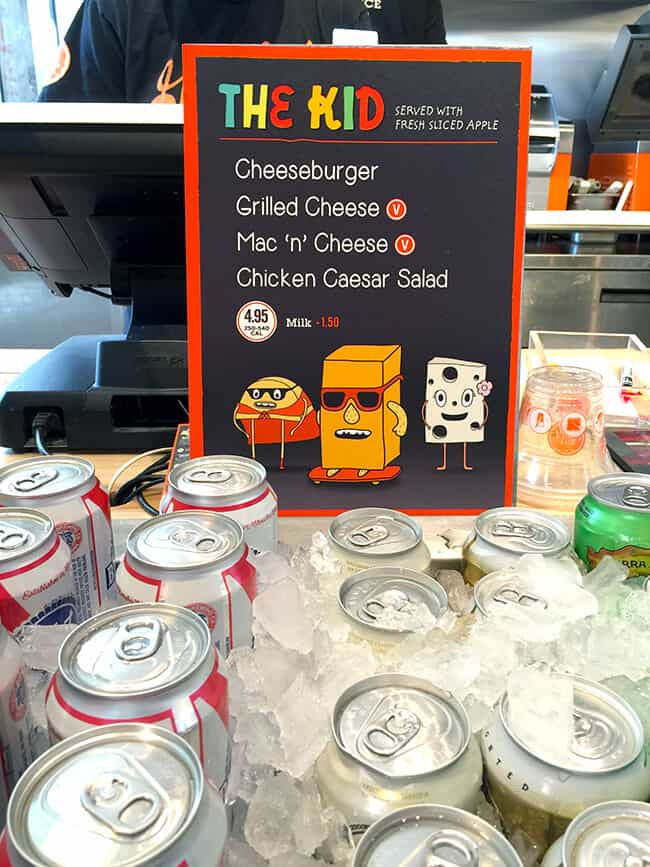 Kid Menu Options at The Melt in Mission Viejo