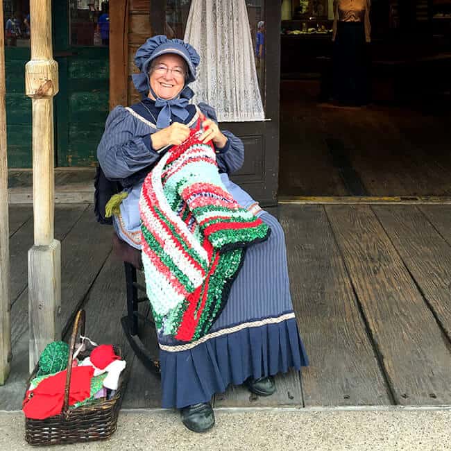 Knitter at Knotts Ghost Town Alive