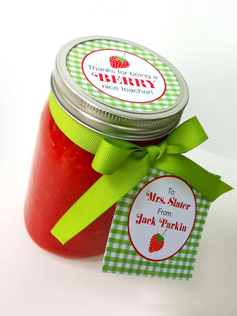 Homemade Strawberry Freezer Jam and Free Printable Jar Labels